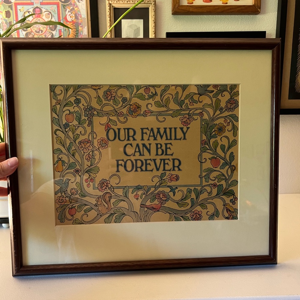 Vintage framed print “our family can be forever”